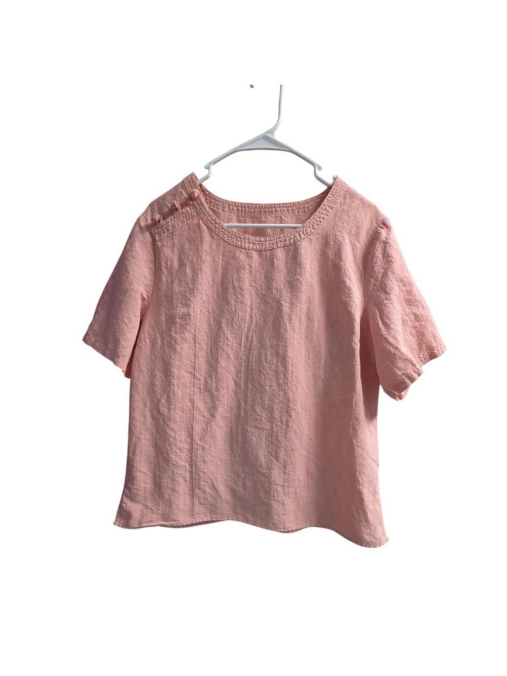 Mordenmiss Pink Linen Boho Cottagecore Top L